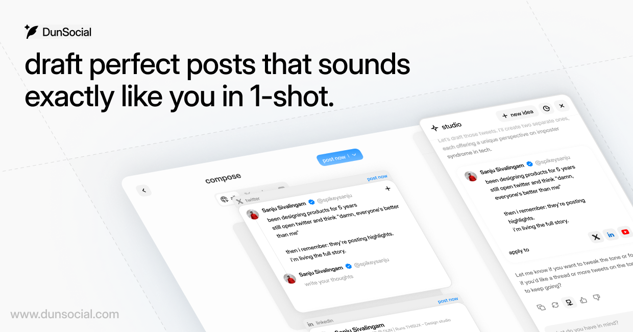 HN: DunSocial – AI scheduler that learns your voice and writes your posts